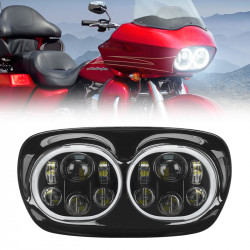 100w dual led headlight assembly w/angel eyes for 2004-2013 road glide headlight