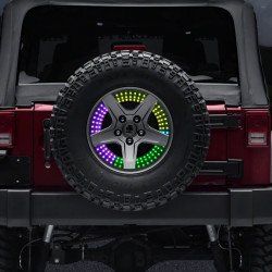 14" dual spare tire rgb led brake light with remote control for 2007-2018 jeep wrangler jk & 2018-later wrangler jl	