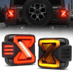 z-shape full led tail lights with amber turn signal lights for 2018-later jeep wrangler jl